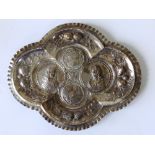 A Dutch royal commemorative white metal embossed dish of quatrefoil shape - Louis & Maria, 12.5"