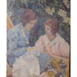 Grove Macnair - oil on board - 'Jane & Clara', 30" x 24" - unframed.