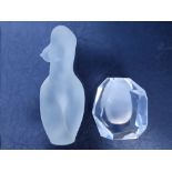 A Rosenthal faceted art glass vase, 4.5" high and a satin glass study of a female form, 8.2". (2)