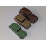Three Dinky cars - Vanguard c1950-55, Packard 1946-50 and Riley c1950 - a/f.