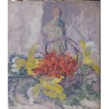 Grove Macnair - oil on canvas - 'Orchids' , with Royal Institute Galleries label to verso, 14" x 12"
