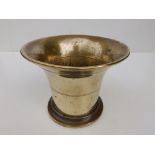 A small antique brass mortar, 5" diameter.