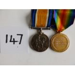 A WWI British Army Medal duo, War & Victory Medals awarded to 54283 Corporal R.B. Brown, Royal