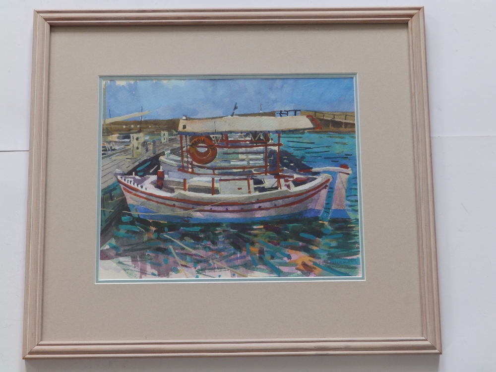 Jenny Wheatley RWS, NEAC (born 1959) - watercolour - A small ferry boat - 'Mapia AX', signed in - Image 4 of 4