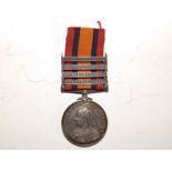 A Queen's South Africa Medal with clasps for SA 1902, Transvaal, Orange Free State & Cape Colony,