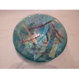 A modern studio glass abstract pattern bowl, 10.5" diameter.