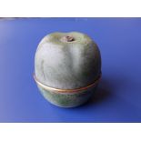 A late 19th/early 20thC Child & Child green-stained ivory ring box in the form of an apple, having a