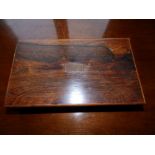 A Victorian rosewood cased technical drawing set, the box 8.5" across.