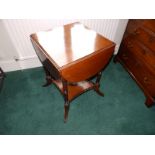 A Victorian walnut four-leaf square occasional table on four cluster column legs, Height 26.5",