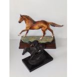 A Lester Piggott commemorative equestrian bronze by David Cornell, 1985, 9" across together with a