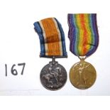 A WWI British Army Medal duo, War & Victory Medals awarded to 13738 Private A. Stewart, Royal
