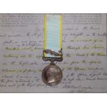 A Crimea War Medal with Sebastopol clasp awarded to 1360 Private James Fox 97 Foot. Private Fox