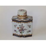 A Samson armorial porcelain tea caddy of rectangular plan with cylindrical cover, 5" high.