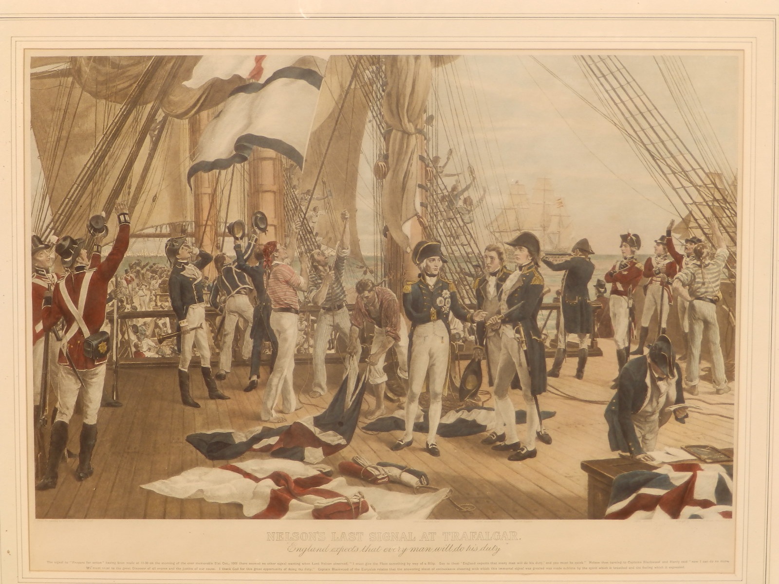 Nelson's Last Signal at Trafalgar' - colour print by Landeker & Brown after Davidson, Parker Gallery