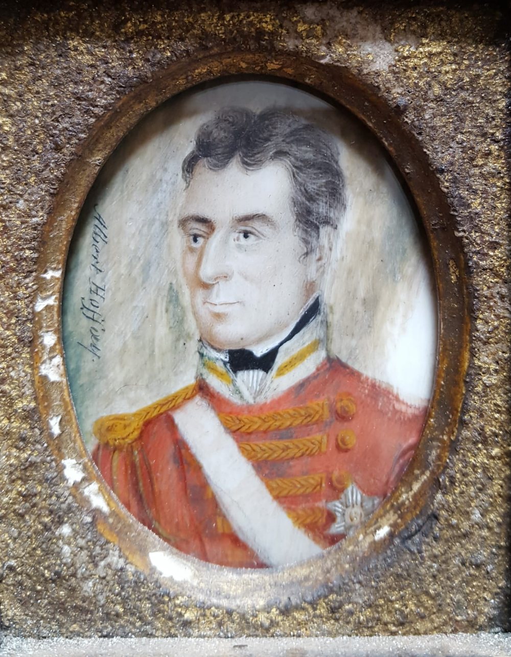 An oval watercolour miniature - Portrait of Major General John Shaw, Colonel of the 59th Regiment,