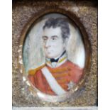 An oval watercolour miniature - Portrait of Major General John Shaw, Colonel of the 59th Regiment,