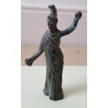 A small antique bronze figure of a goddess - possibly Roman, 2.5" high.