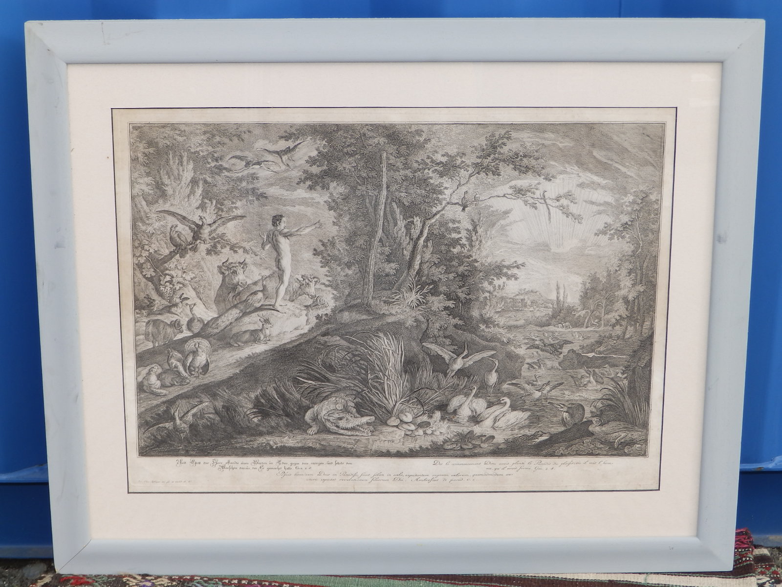 Johann Elias Ridinger (1698-1767) - 11 black & white engravings from the Paradise set depicting Adam - Image 4 of 9