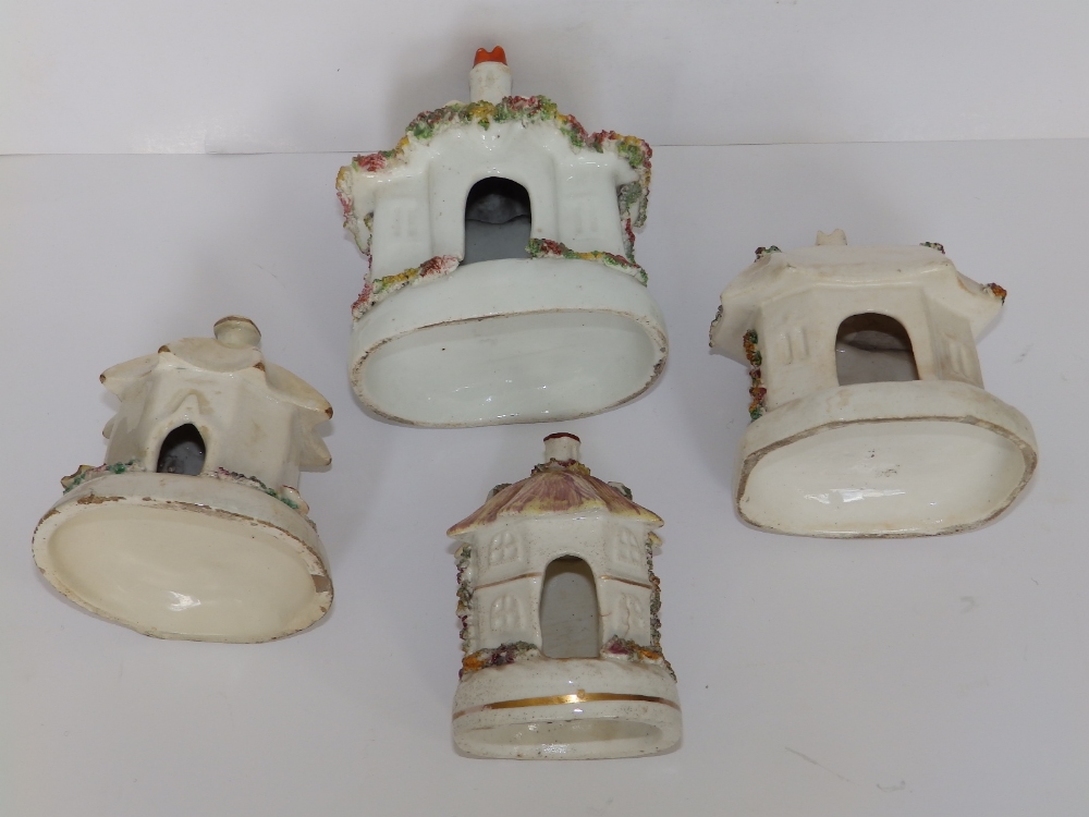 Four Victorian Staffordshire cottage pastille burners, the tallest 5". - Image 2 of 2