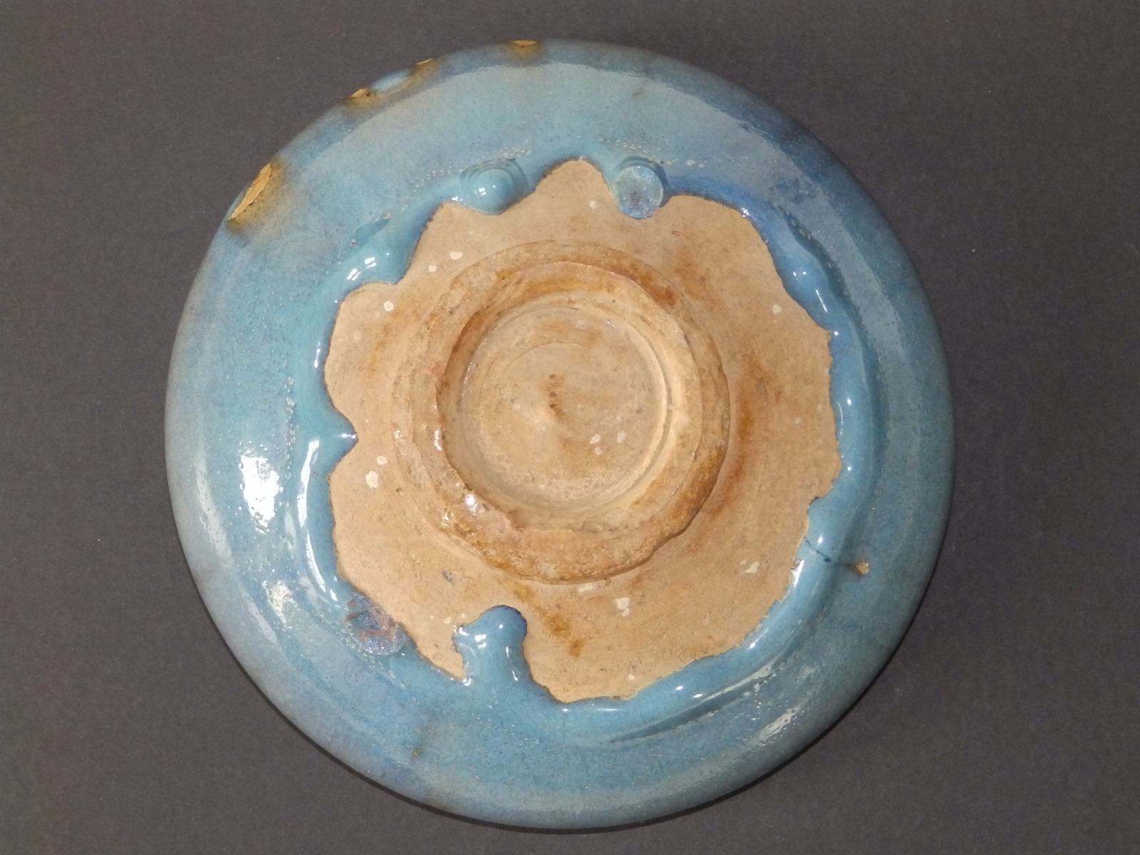 A Chinese blue glazed Jun ware bowl, thickly potted, 7" diameter - possibly Yuan Dynasty. From a - Image 3 of 3