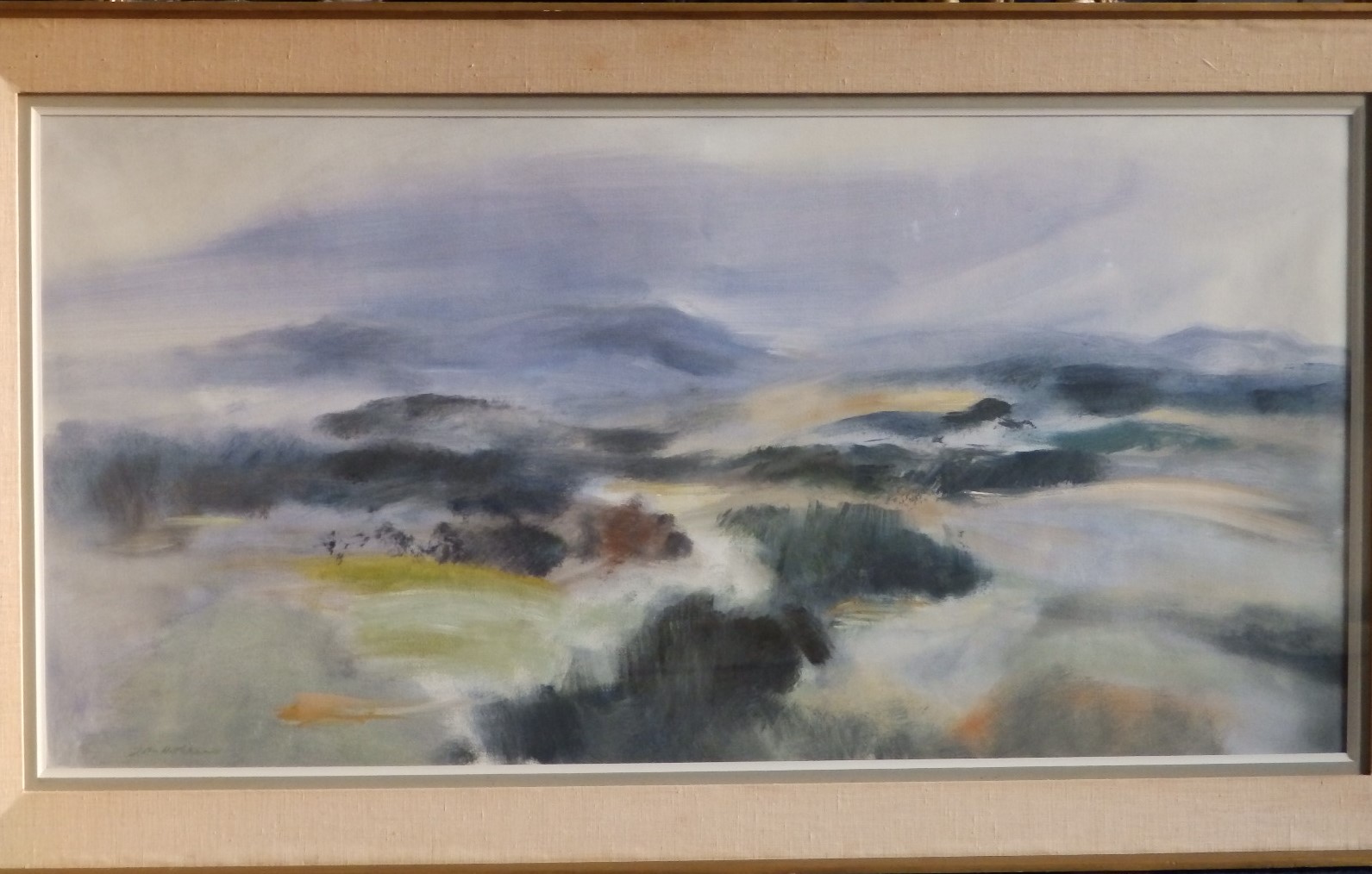 John Hitchens (born 1940) - oil on canvas - 'Land Shades', signed, dated 1970 to verso and inscribed