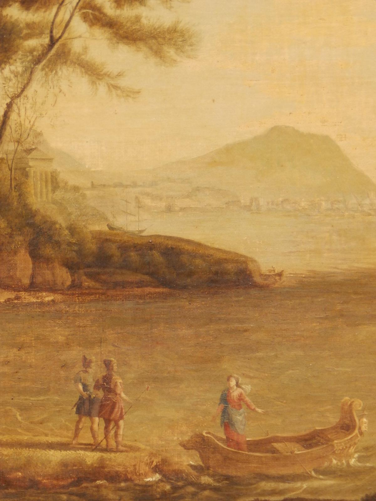 After Claude Lorrain (Gellee) - oil on canvas laid on panel - Coast view with the Embarkation of - Image 3 of 4