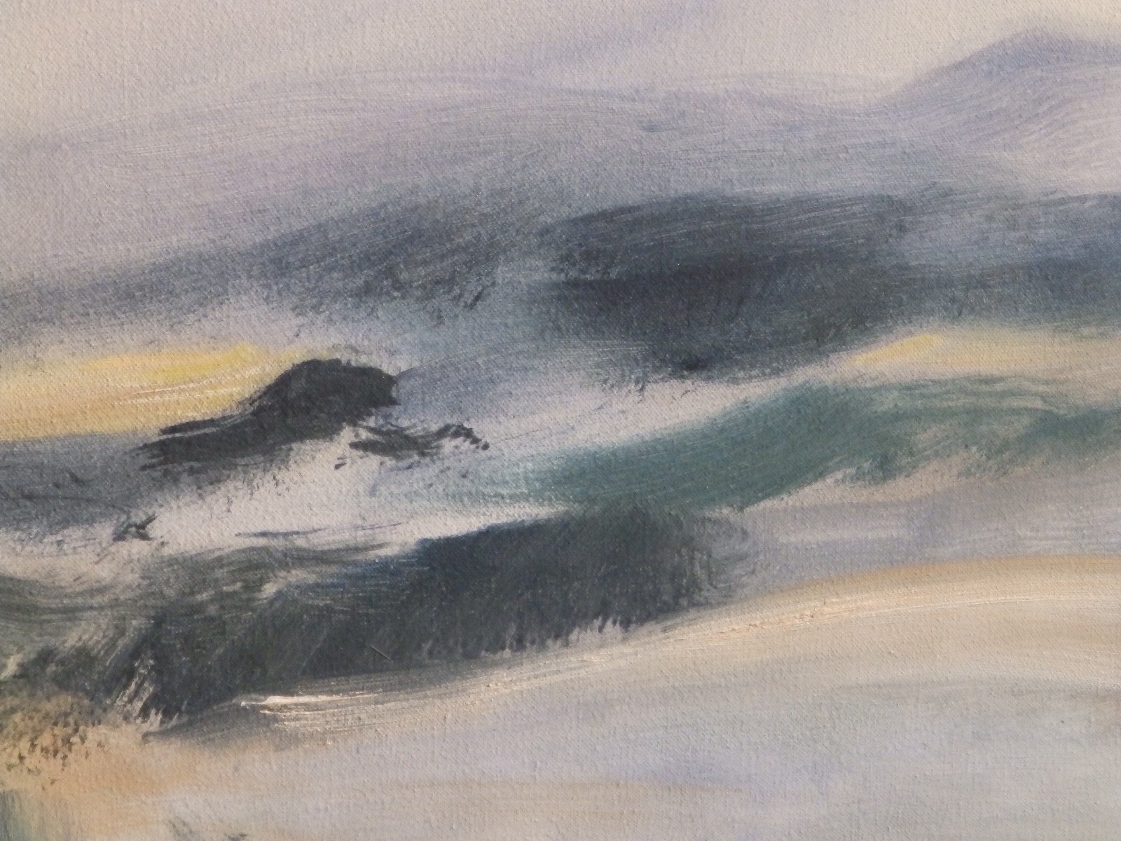 John Hitchens (born 1940) - oil on canvas - 'Land Shades', signed, dated 1970 to verso and inscribed - Image 3 of 6
