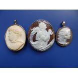 A 19thC oval relief carved ivory brooch/pendant in cameo style depicting a bust of Dante, 1.8" and