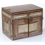 A late 18th/early 19thC Indo-Portuguese table cabinet, inlaid with ivory panels within mosaic