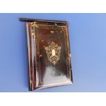 A 19thC tortoishell folding card case with gold pique decoration, 4.2"