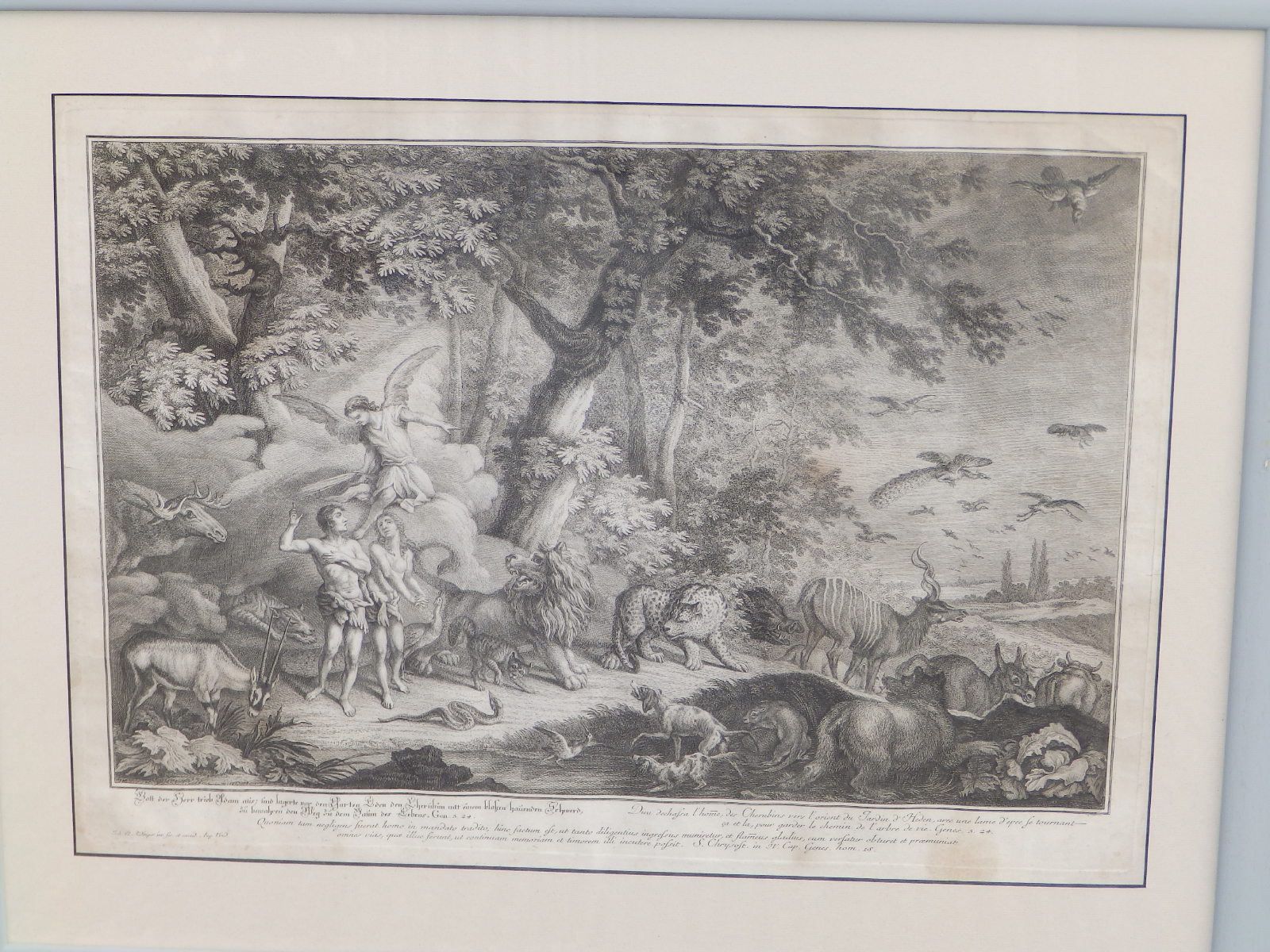 Johann Elias Ridinger (1698-1767) - 11 black & white engravings from the Paradise set depicting Adam - Image 5 of 9