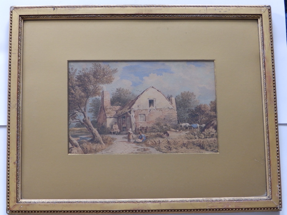 John Varley (1778-1842) - watercolour - Cottage scene - old labels to verso 'From a cottage in - Image 2 of 4