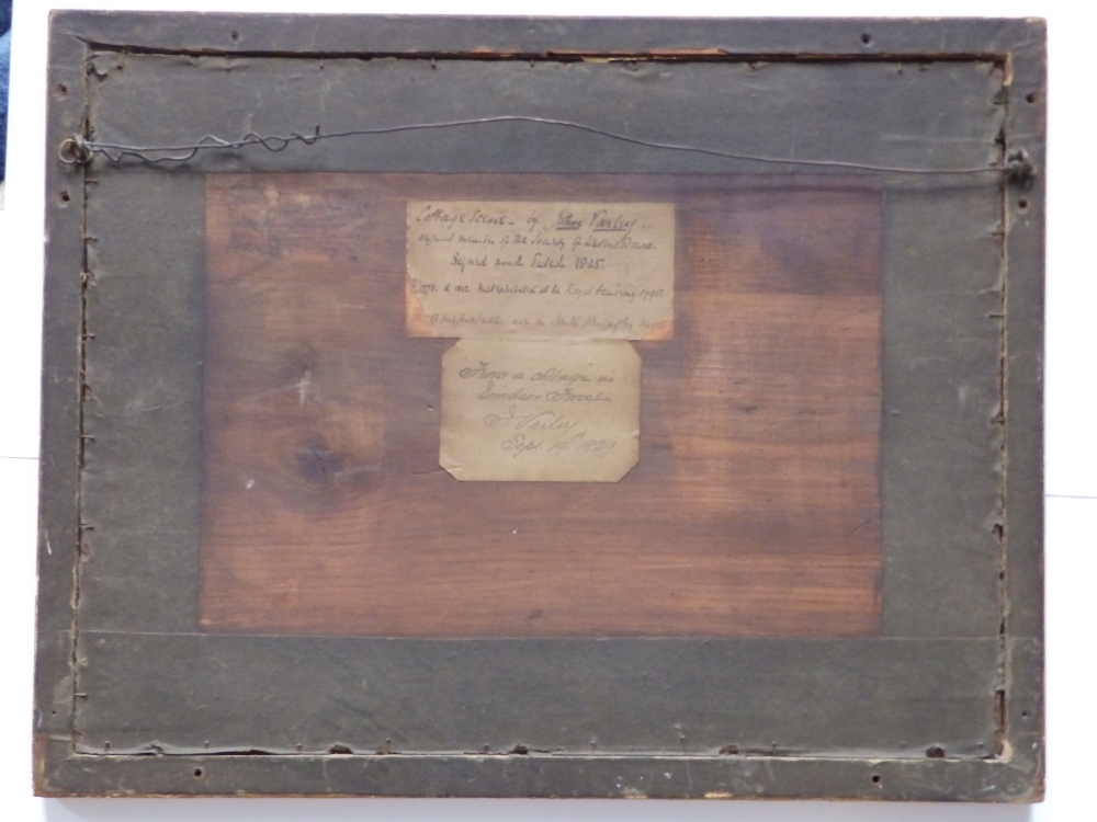 John Varley (1778-1842) - watercolour - Cottage scene - old labels to verso 'From a cottage in - Image 4 of 4