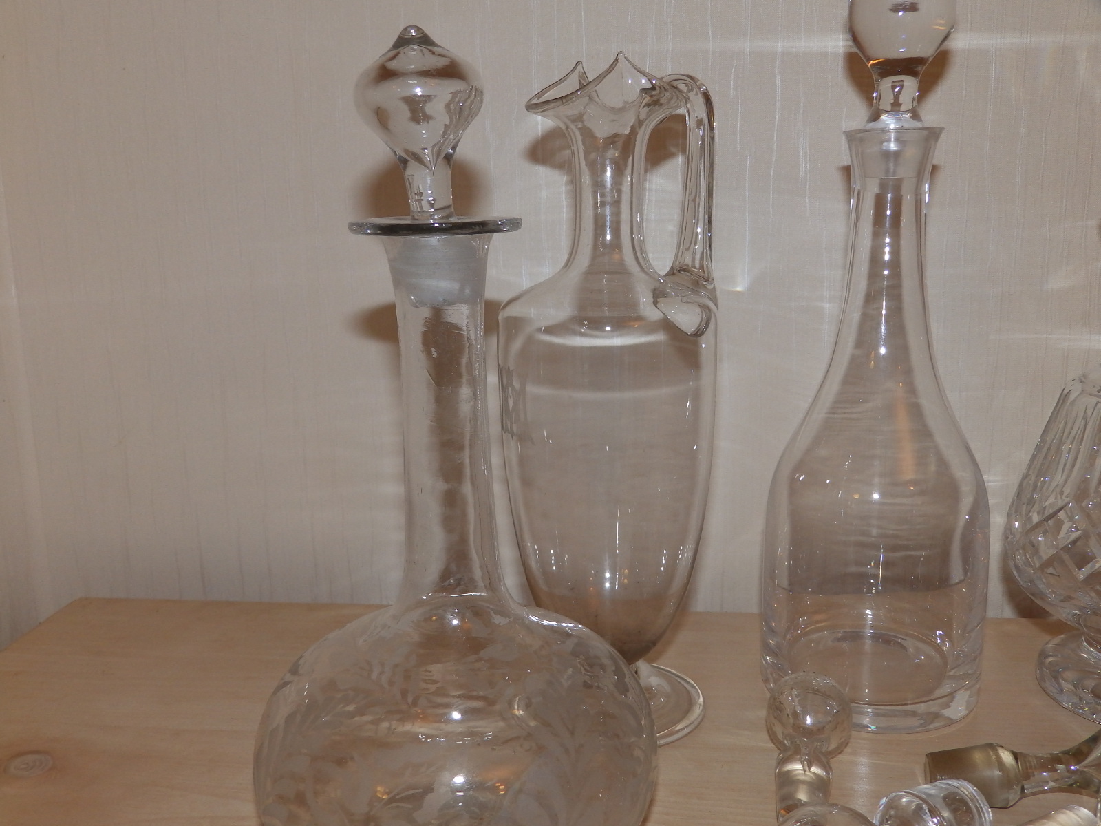 Four various decanter, a ewer and six stoppers. - Image 5 of 6