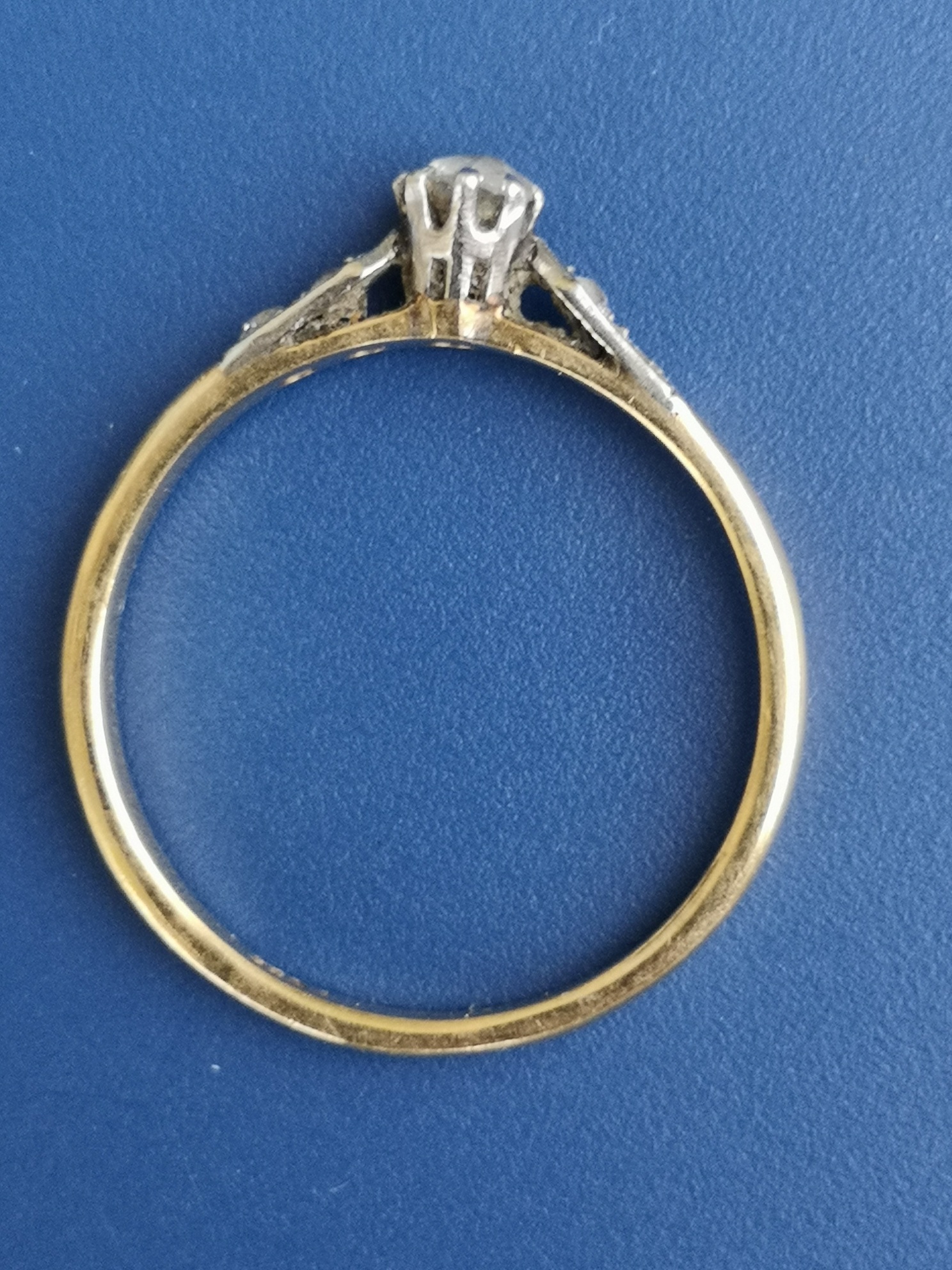 A small old cut diamond solitaire ring on 18ct gold shank. Finger size P. - Image 2 of 2