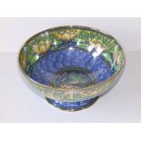 A Newhall lustre fruit bowl in kingfisher pattern, 9" diameter - re-stuck shallow chip to side of