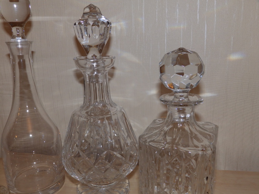 Four various decanter, a ewer and six stoppers. - Image 4 of 6