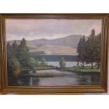 John Henry Willis - oil on board - Loch Morlich, Aviemore, 19.5" x 27.5".