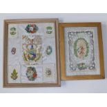 Two small framed displays of Victorian Valentine cards.