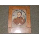 A colour print depicting Napoleon, in Arts & Crafts copper frame, 20" x 15" overall.