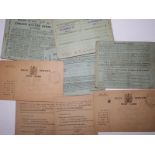 Five WWI Child's Ration Books bearing London stamps, together with four Field Service Post Cards -