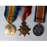 A WWI medal trio awarded to 11657 Sjt T. Sadler, North Staffs. Reg.