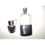 A late Victorian silver mounted cut glass hip flask - TW, London 1898, 6" high and a small late