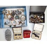A collection of cufflinks, studs, marcasite and other costume jewellery.