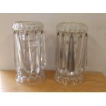 A pair of 19thC colourless glass lustres.