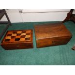 A Victorian brass mounted walnut writing slope and two other boxes. (3)