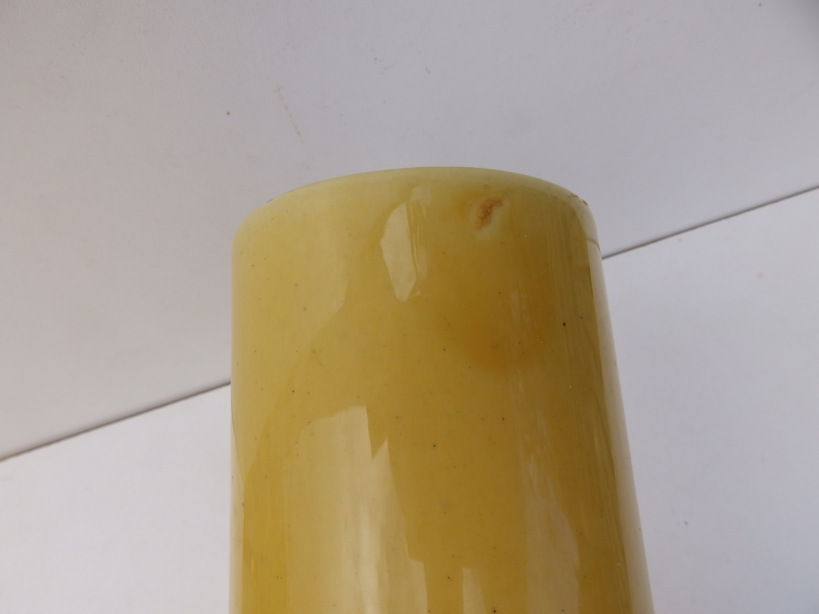 An 18thC Chinese Imperial yellow glazed porcelain bottle vase, 15.5" high - base drilled for use - Image 7 of 12