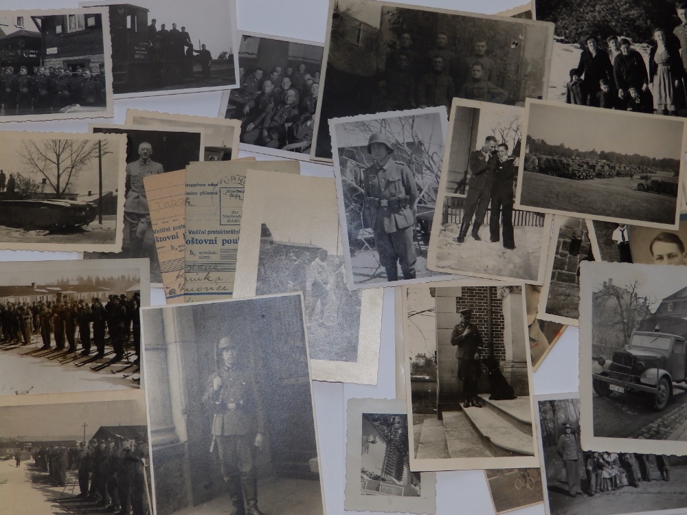 A collection of small WWII photographs depicting German troops, Hitler Youth and including snow - Image 2 of 6