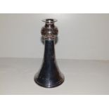 A modern Edinburgh silver candlestick on trumpet base with pierced knop and hammered finish in