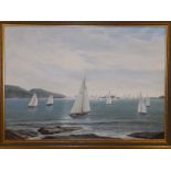 John Henry Willis - oil on board - Sailing in Torbay, signed & dated 1960, 19.5" x 27.5".